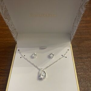 Sterling Silver Cubic Zirconia Necklace & Earring Set